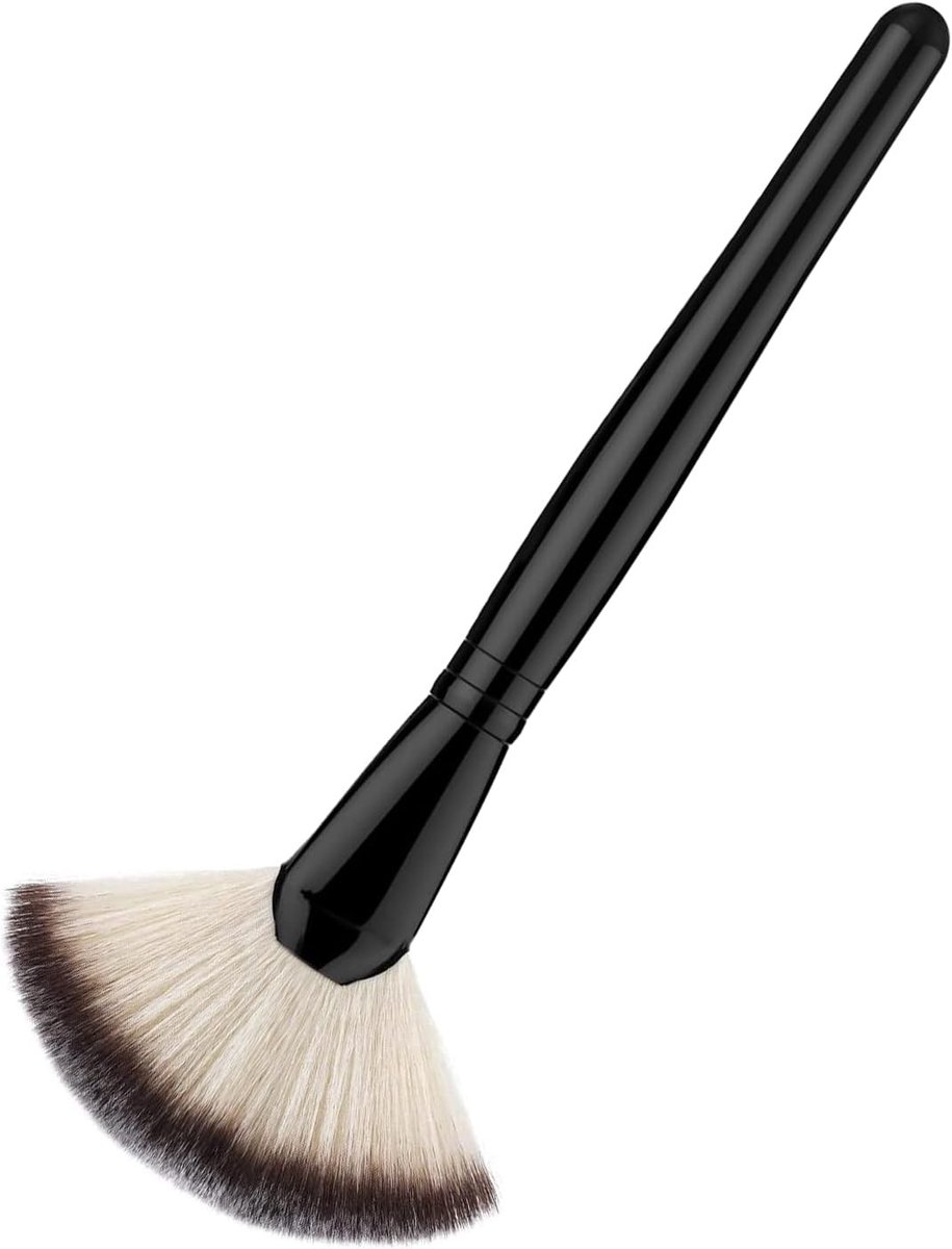 Grote Fan Brush voor Highlighter en Make-up, Zachte en Dichte Kwast voor Vrouwen en Meisjes, Professionele Make-up Accessoires voor Stralende Beauty Looks