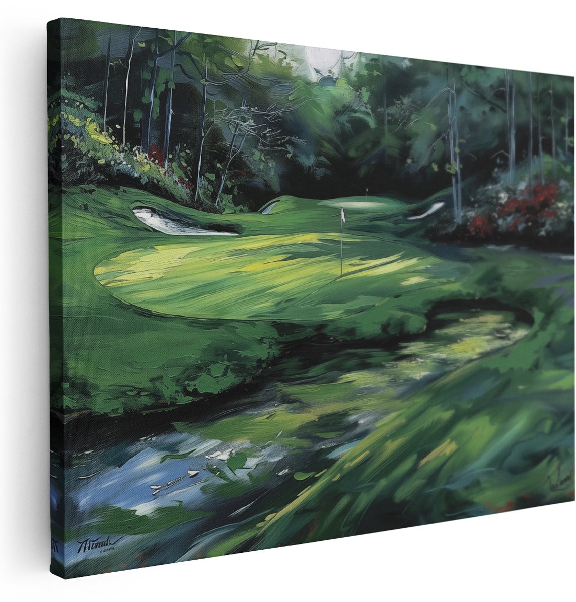 Artaza Canvas Schilderij Golfbaan in het Bos - 160x120 cm - Groot - Wanddecoratie Woonkamer - Schilderijen - Muurdecoratie