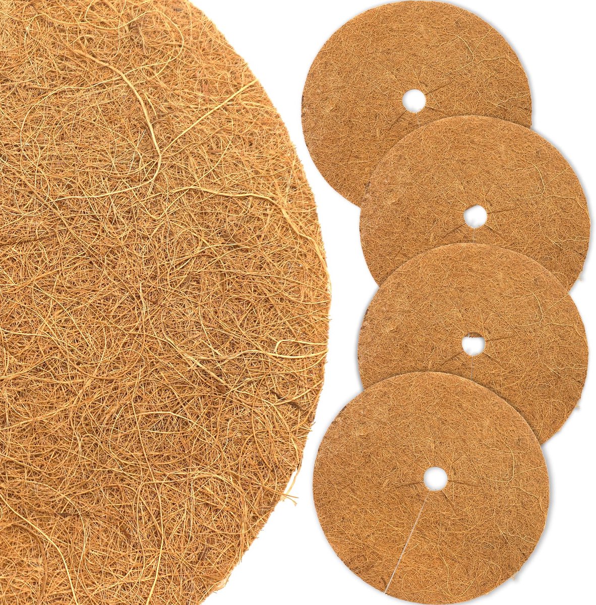 Kokos-mulchschijf - Winterbescherming - voor planten - Ø 30 cm - 4 stuks