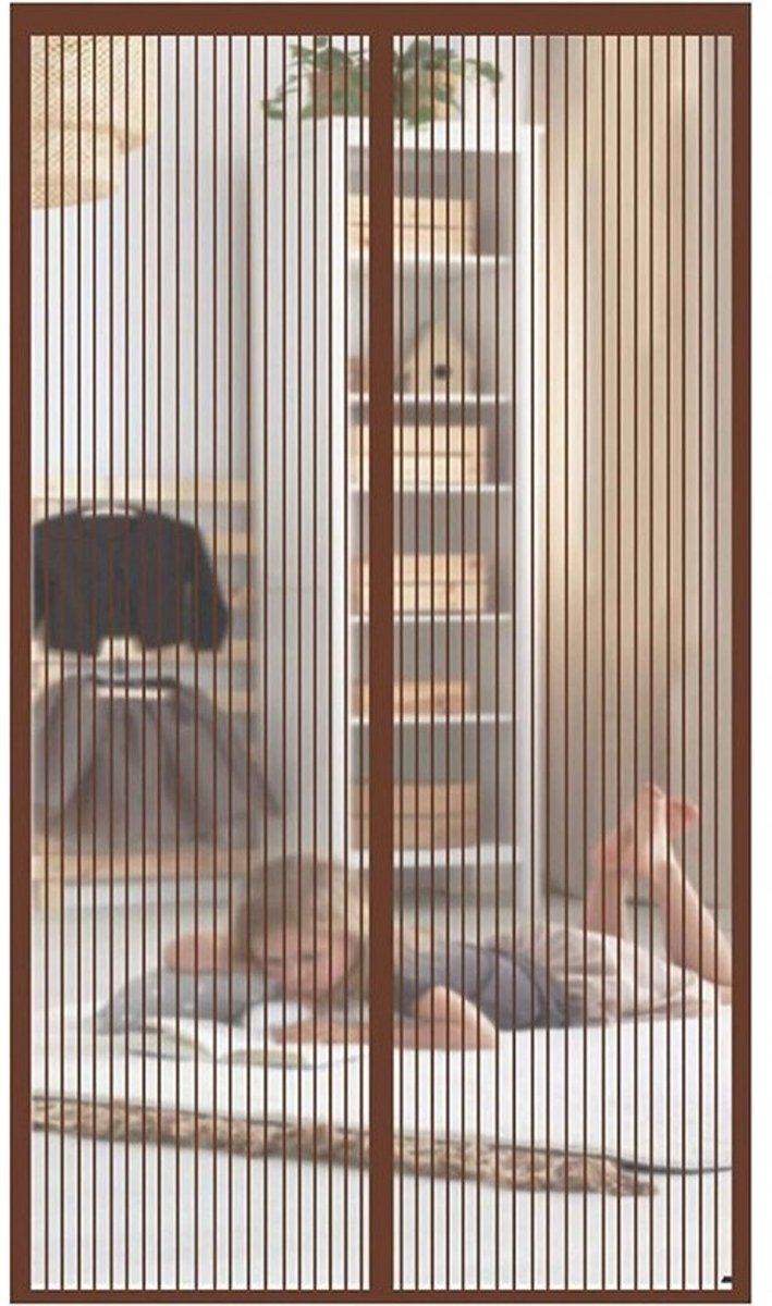 Magneetgordijn - Vliegengordijn Hor - Insecten Buiten Houden - Automatisch Sluitend - 90x220cm - Bruin