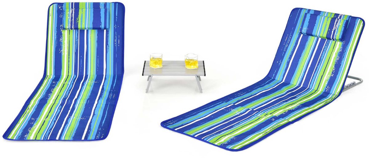 SureDeal® - Bedd - Strandmatten - Bijzettafel Hoofdkussen - Opbergvak Ligmat - 161x55.5x27 cm - Zoals foto's tonen