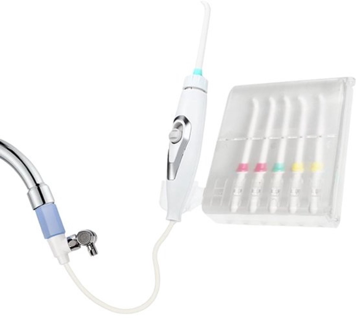 Kraan Waterflosser - Niet-elektrische monddouche - Mondverzorging thuis - Aangedreven door kraanwaterdruk - 6 mondstukken