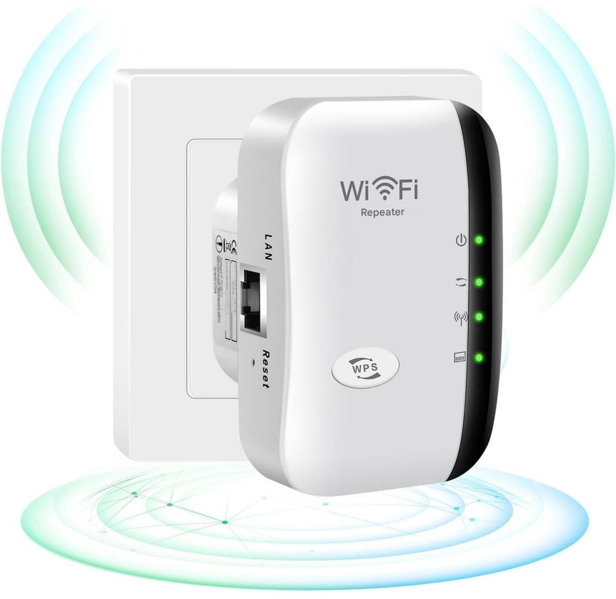 SSTRWGOOD Wifi-signaalversterker/repeater - 300 Mbps 2,4 GHz - Ondersteunt repeater-, AP- en WPS-modi - Bereik tot ca. 340 m² - Ondersteunt meer dan 35 verbonden apparaten
