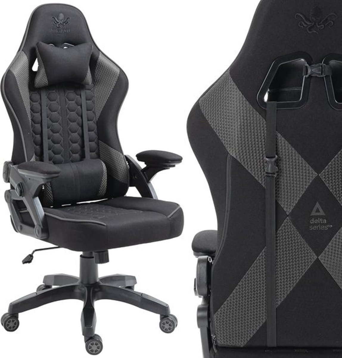 Ergonomische Gamingstoel in Hoogte Verstelbaar - Zwart-Grafiet