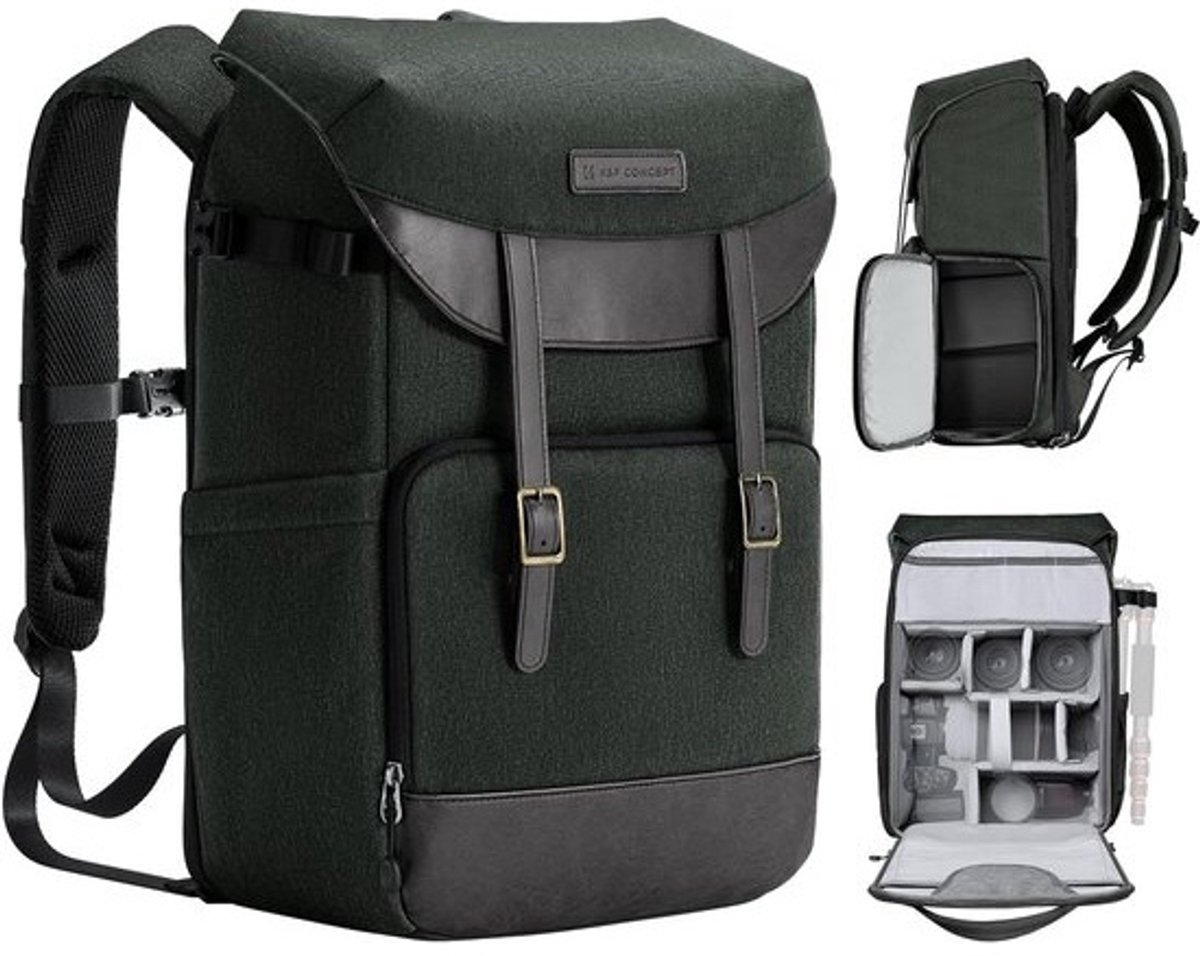 Camera Backpack voor Fotografen - Multifunctionele Rugzak met Laptop Compartment en Regenhoes