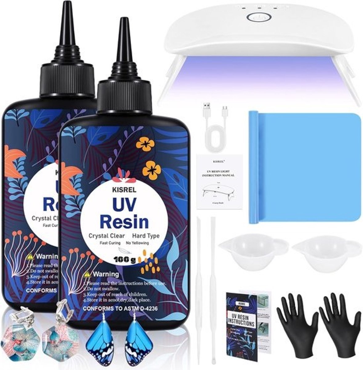 UV Hars Set Met Lamp - 200g Kristalheldere Uithardende Hars voor Sieraden Maken