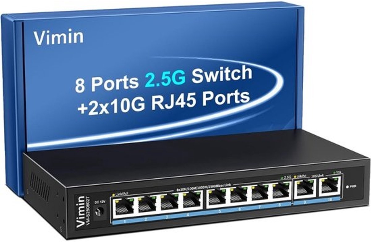 Multi-Gigabit Ethernet Switch met 8x 2.5G en 2x 10G Poorten