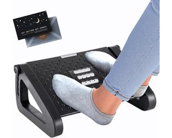 Voetensteun Bureau - Voetenbankje Verstelbaar - Ondersteunen Benen - Met Massage Rollers - 42 x 31 x 19 cm - Zwart