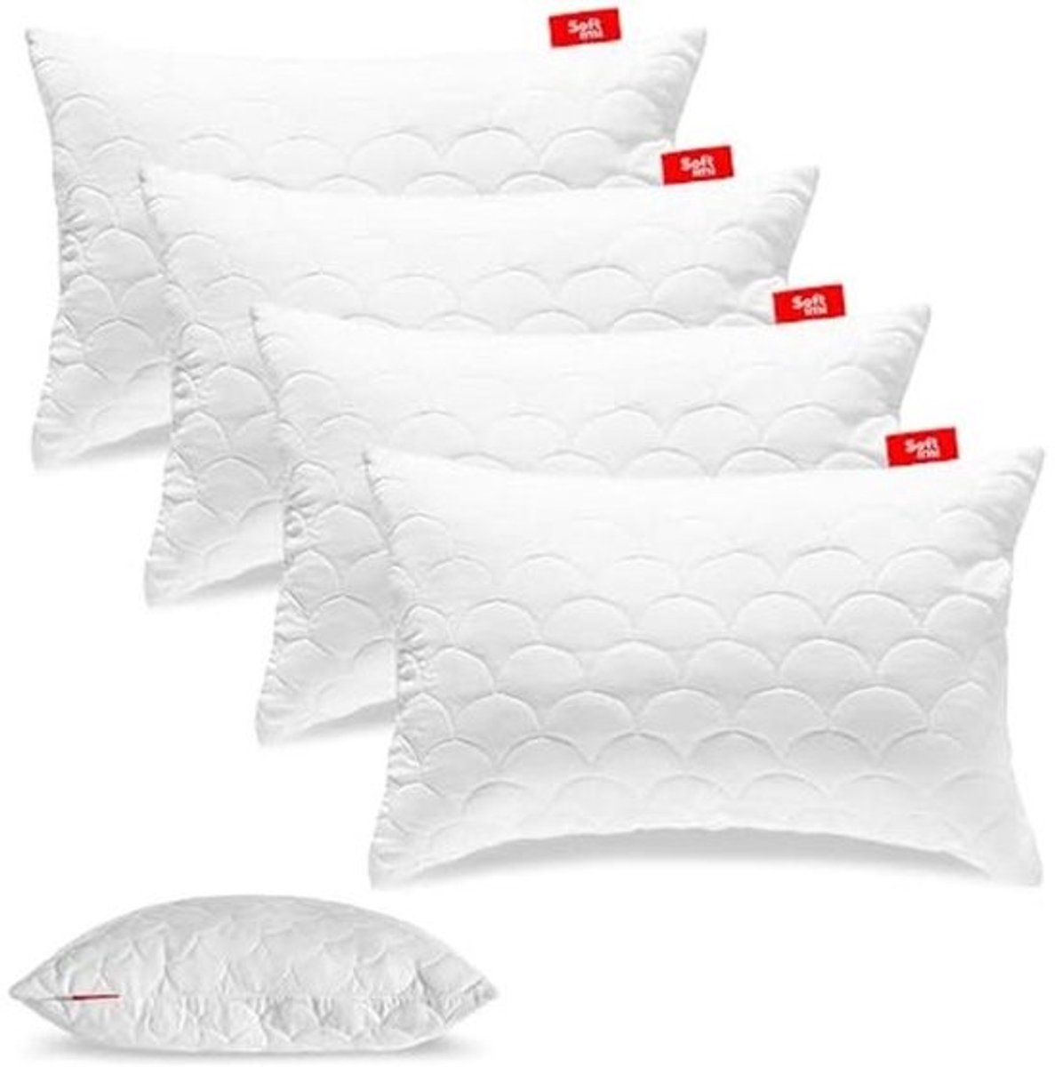 Hypoallergeen Gewatteerd Kussen Set van 4 (30x50 cm) - Anti-Mijt en Ademend