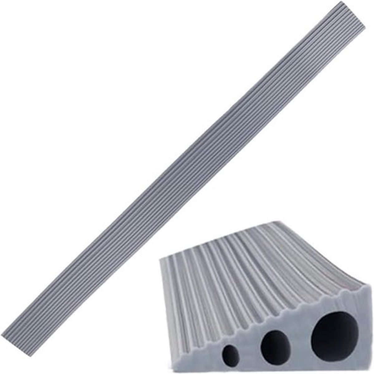 Drempelhulp met Zelfklevende Achterkant - PVC & Aluminium Overgangsstrip voor Deuren en Plinten - 90 cm x 6 cm (Grijs)