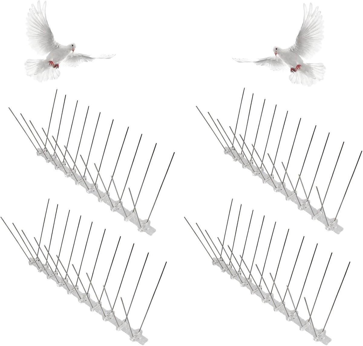 Roestvrijstalen vogelwerende spikes van 25 cm voor balkon en patio, effectief tegen duiven, kraaien en andere vogels