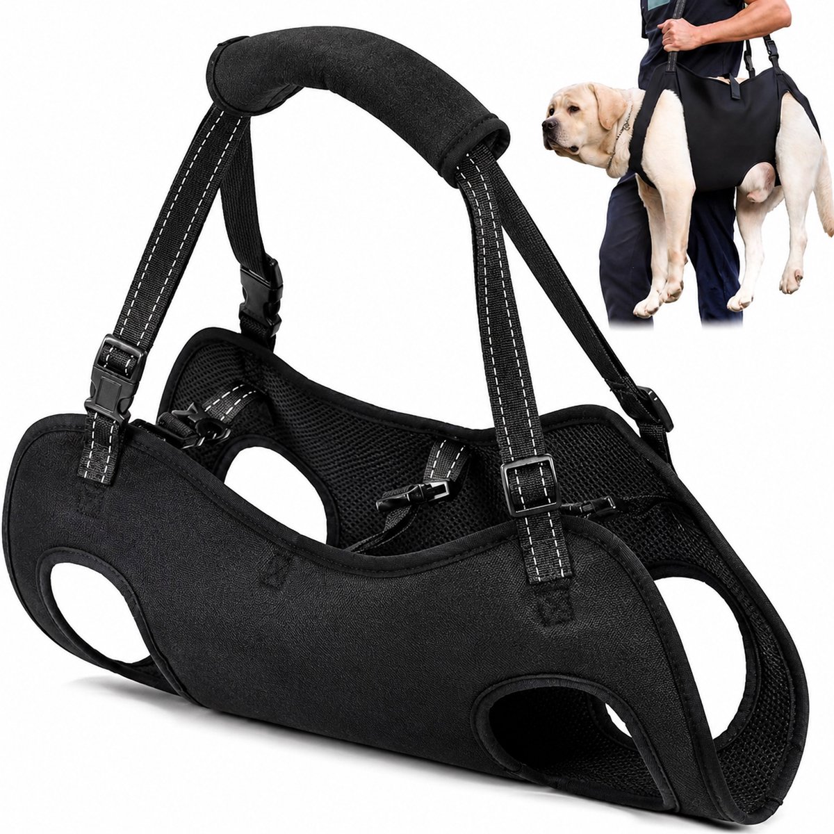 Kaiyaya - 1 Stuks Honden Tilharnas - Verstelbaar Tilhulp Hond - Hondentuig Hondenharnas - Zwart Maat L