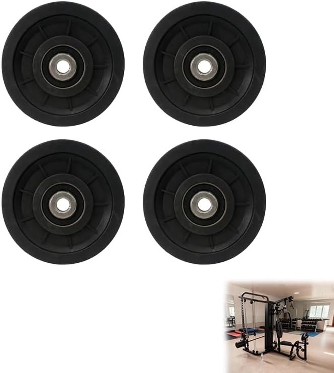 4-delige 90mm Nylon Katrollen met Lagers voor Krachttraining, Fitness Apparatuur en Gym Toebehoren, Universele Wielen voor Thuisgebruik en Garage