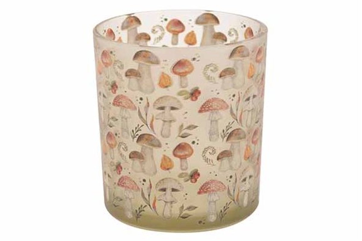 Theelichthouder Mushroom Beige 7x7xh8cm Andere Glas