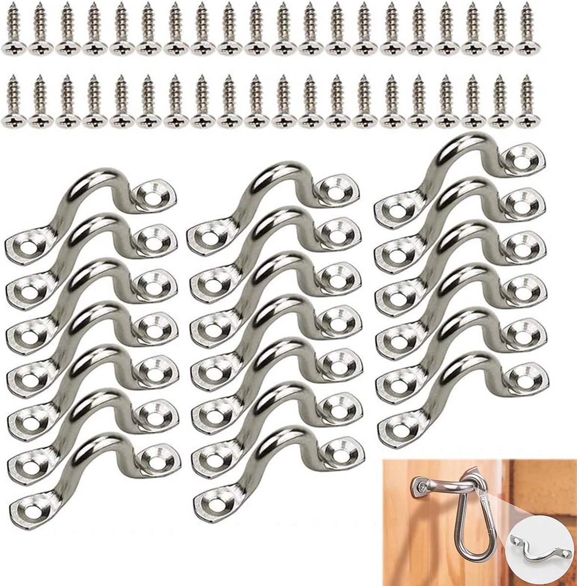 20 Stuks RVS Pad Eye 4mm voor Kajak en Canoe - Bevestigingshaken en Eyelets voor Bootaccessoires