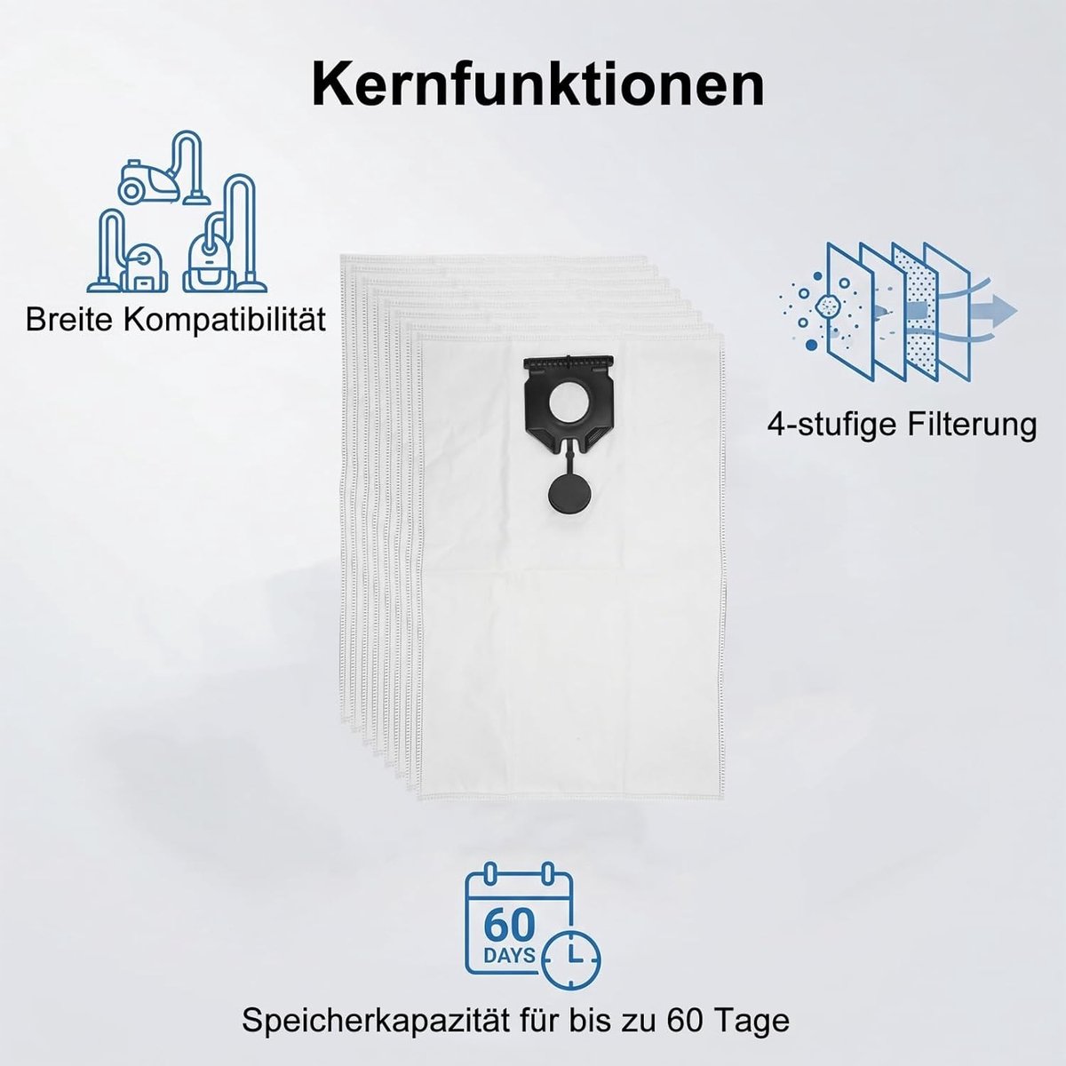 10 Stuks Stofzuigerzakken voor Kärcher NT 30/1, NT 40/1 en NT 50/1 - Hoogwaardige Vervangingen voor Efficiënte Stofopvang