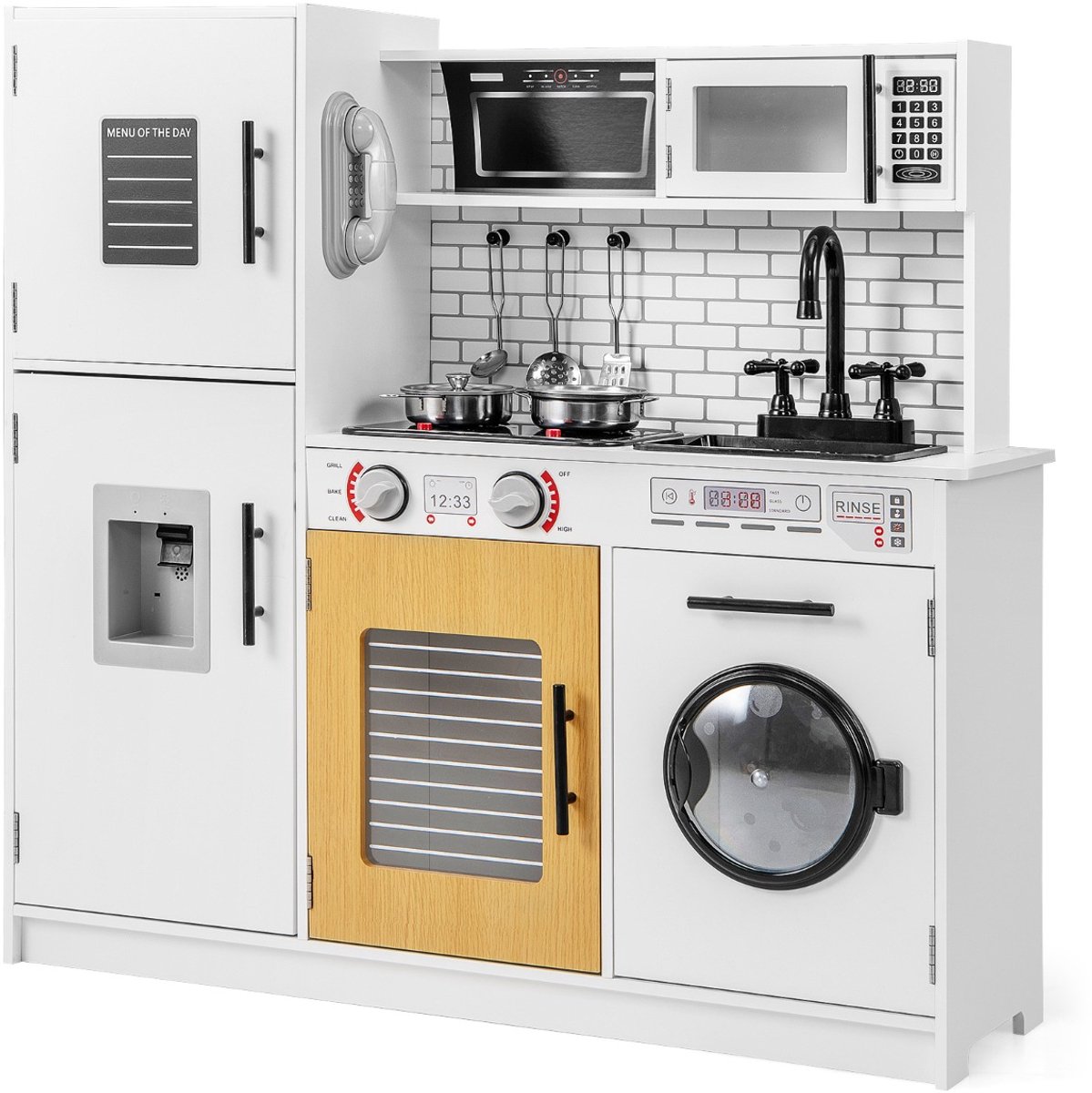 SureDeal® - Rollenspell - Kinderkeukenset - Oven Wasmachine Magnetron - Kinderen - 82x25x80,5 cm - Wit