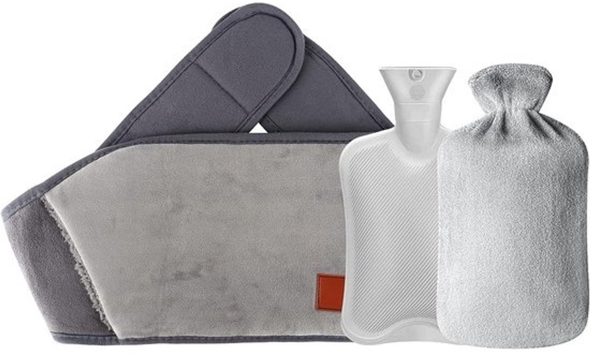 Warmwaterkruik 1L met Comfortabele Zachte Hoes en Verstelbare Heupband voor Pijnverlichting