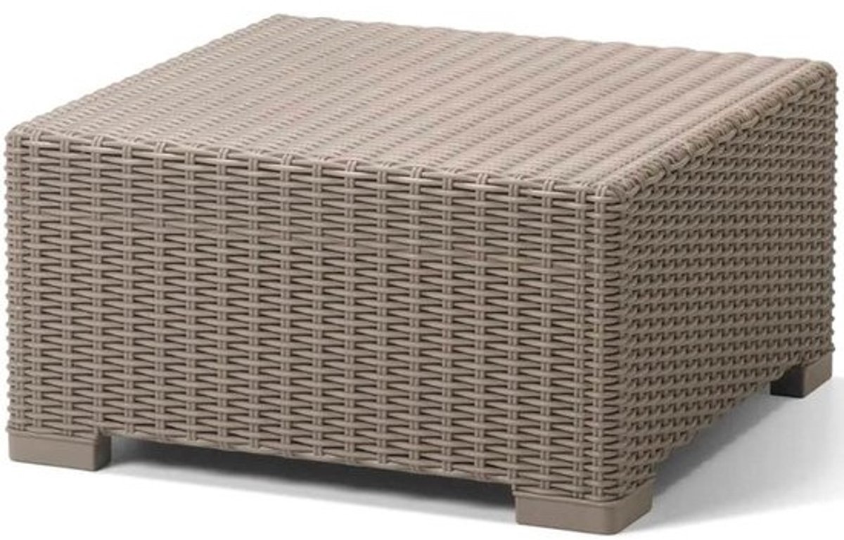 Kunststof bijzettafel - Tuin salontafel - Buiten ontspannen - Natuurgetrouwe rotanlook - 68 x 68 x 35 cm - Cappuccino