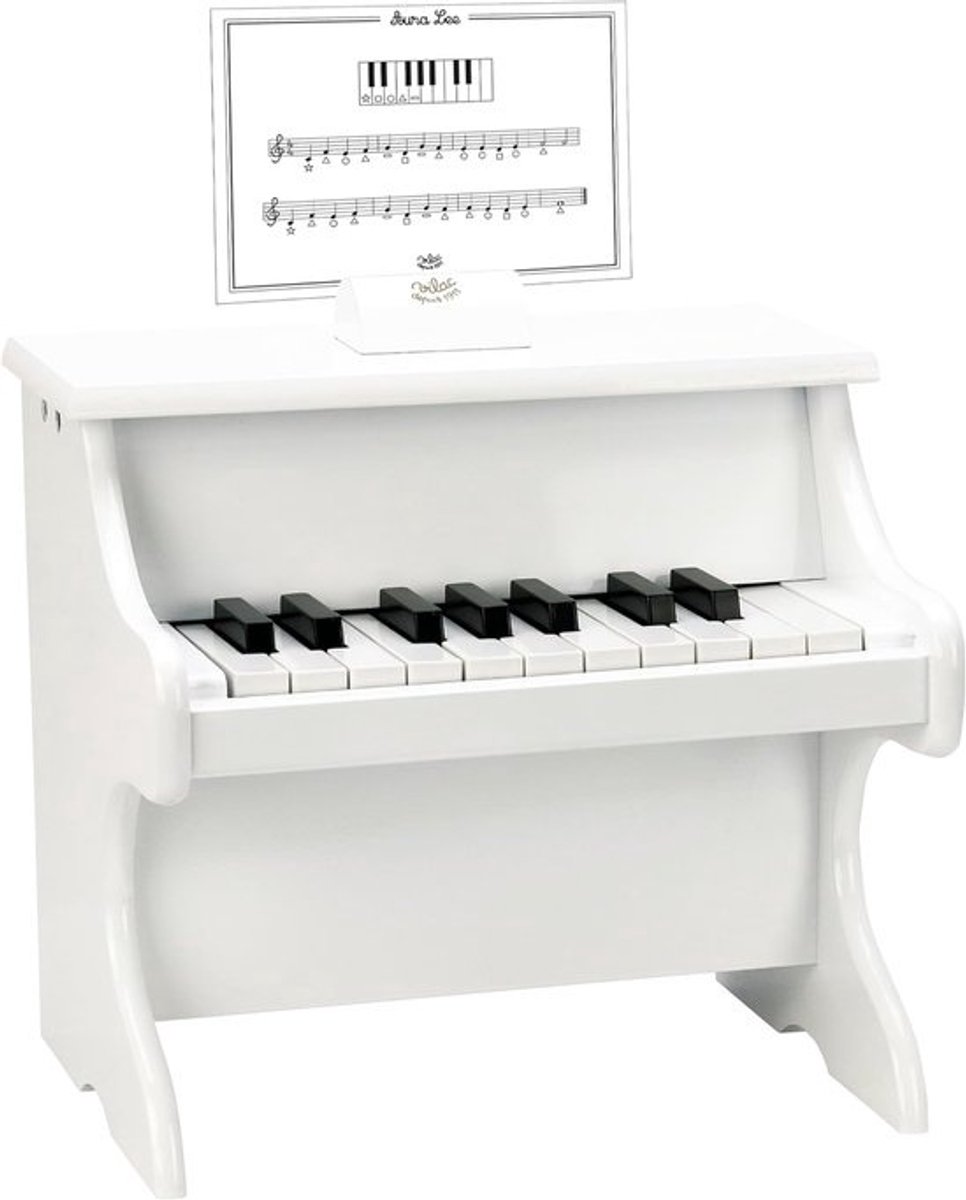 Houten Piano - Muziekinstrument Kinderen - Muziek Ontdekken - 18 Witte Toetsen - 30 x 25 x 30 cm - Wit