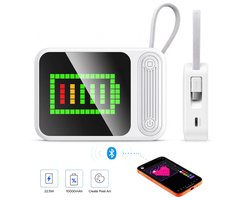 ORICO PC22 – Pixel DIY Powerbank 10000mAh – 22.5W Snellader – 256 LED-pixeldisplay met app-bediening – USB-C (5V/9V/12V) – Reis Powerbanks - Noodpakket - geschikt voor smartphones en tablets - Wit
