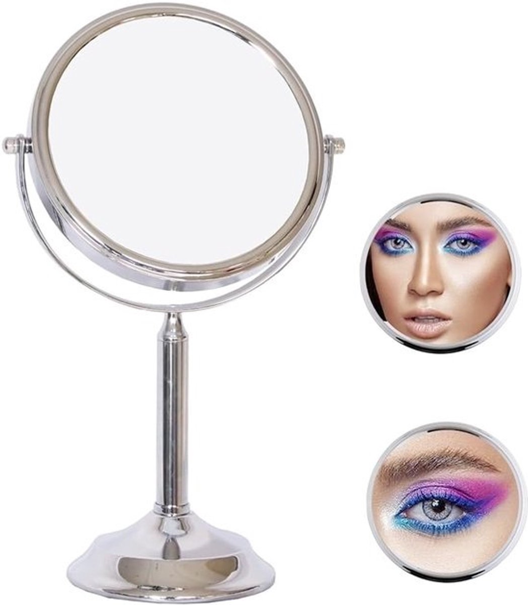 Cosmetica Spiegel - Make-up Spiegel - Precisie Make-up - 10-voudige Vergroting - 18 cm Diameter - Zilver