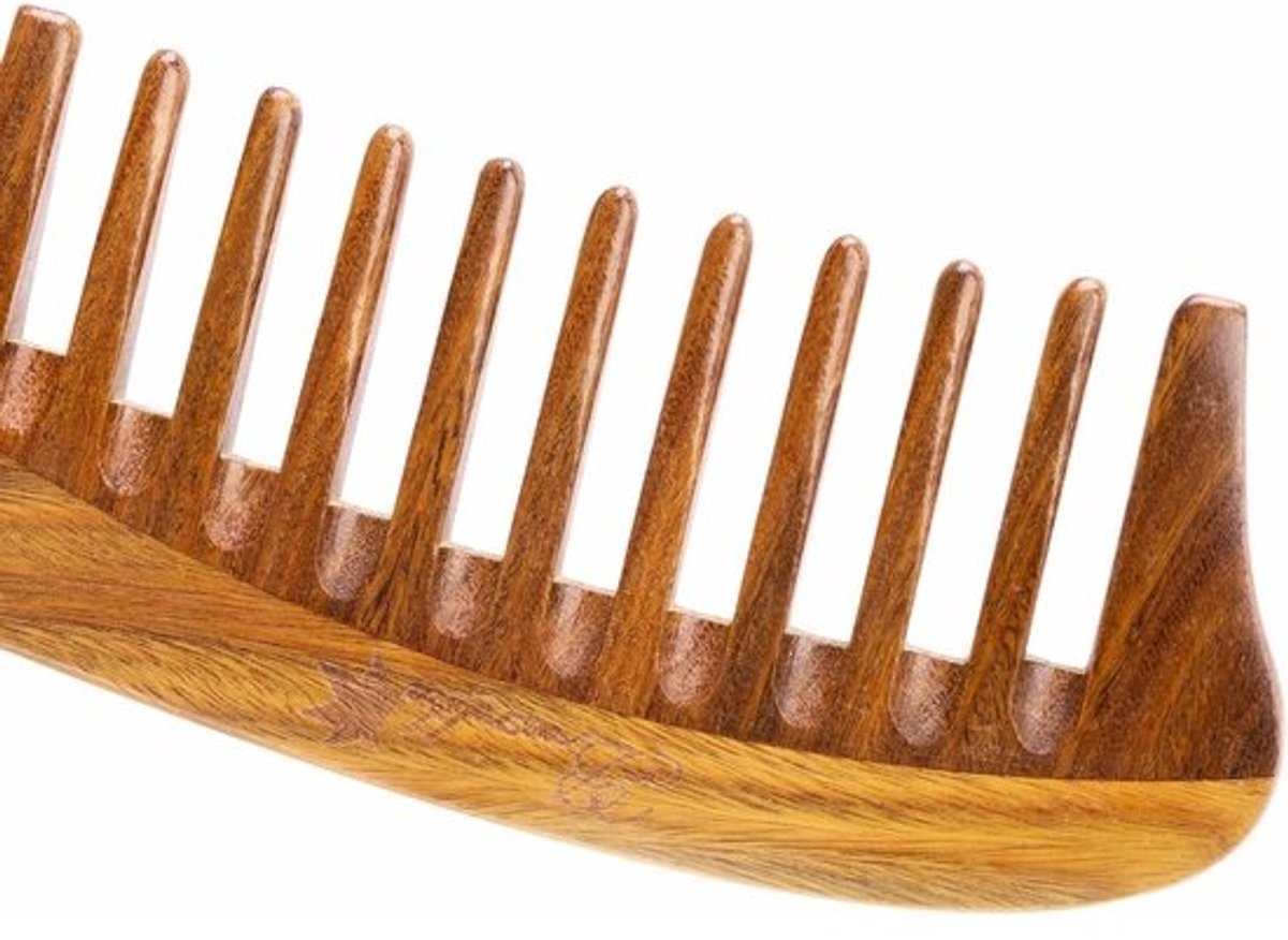 Natuurlijke houten kam voor krullend, golvend en lang haar
