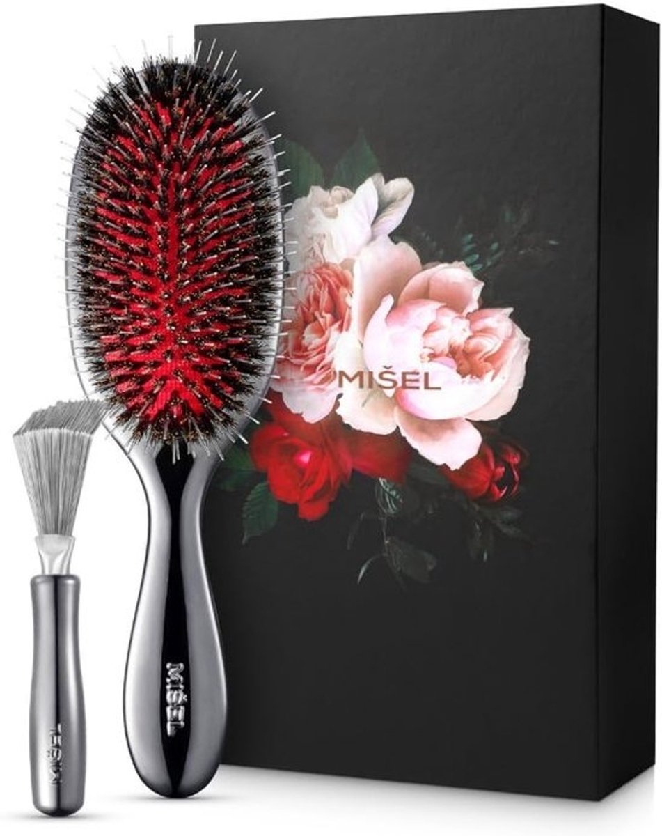 Zwijnenharen Haarborstel en Borstel Cleaner Set voor Natuurlijk Haar | Ontwart Fijn en Dik Haar | Ideaal voor Mannen en Vrouwen