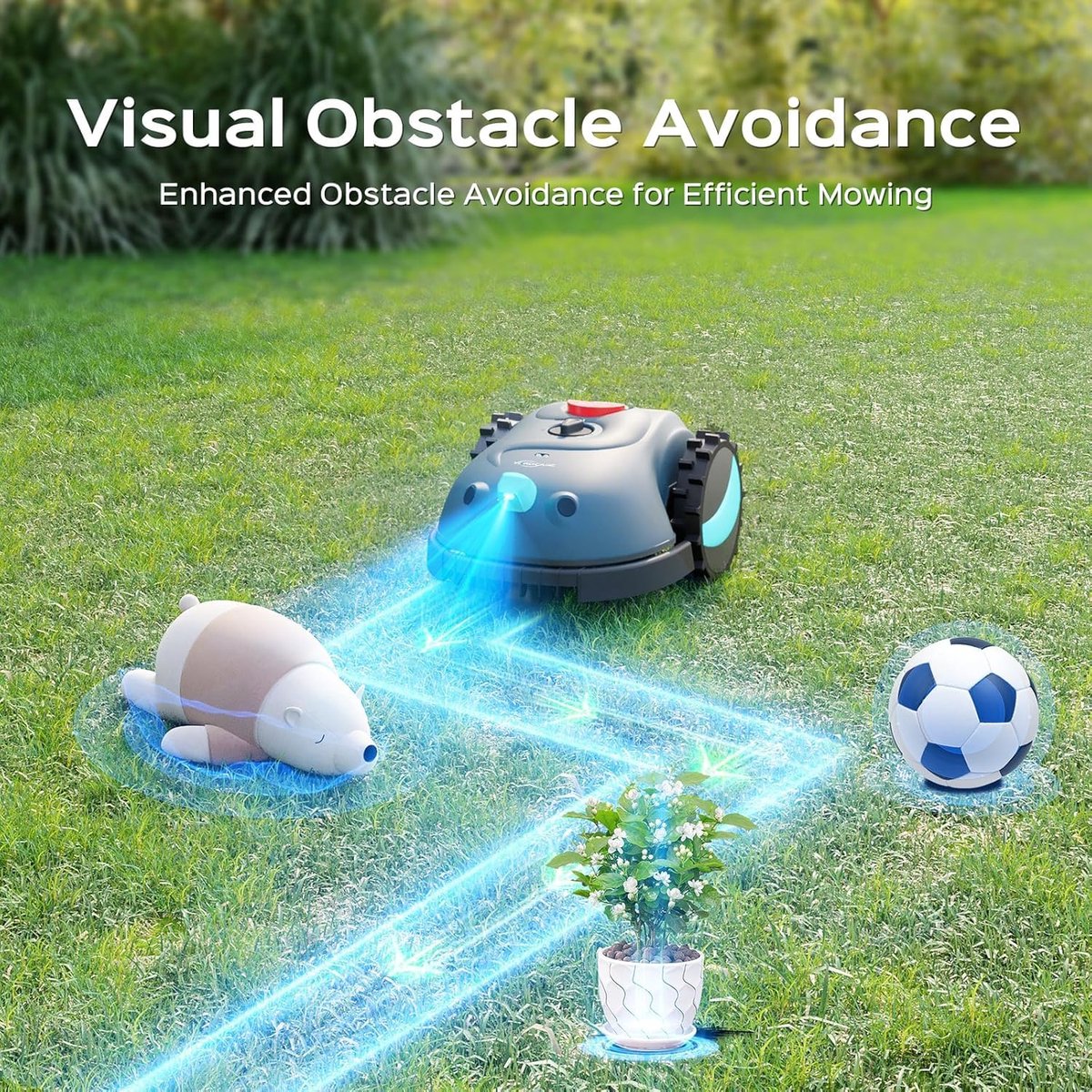 YARDCARE V100 Robotmaaier zonder Begrenzingsdraad, met Visuele Navigatie, Detectie van 150 Obstakels, Geluidsarme - ShopVlot