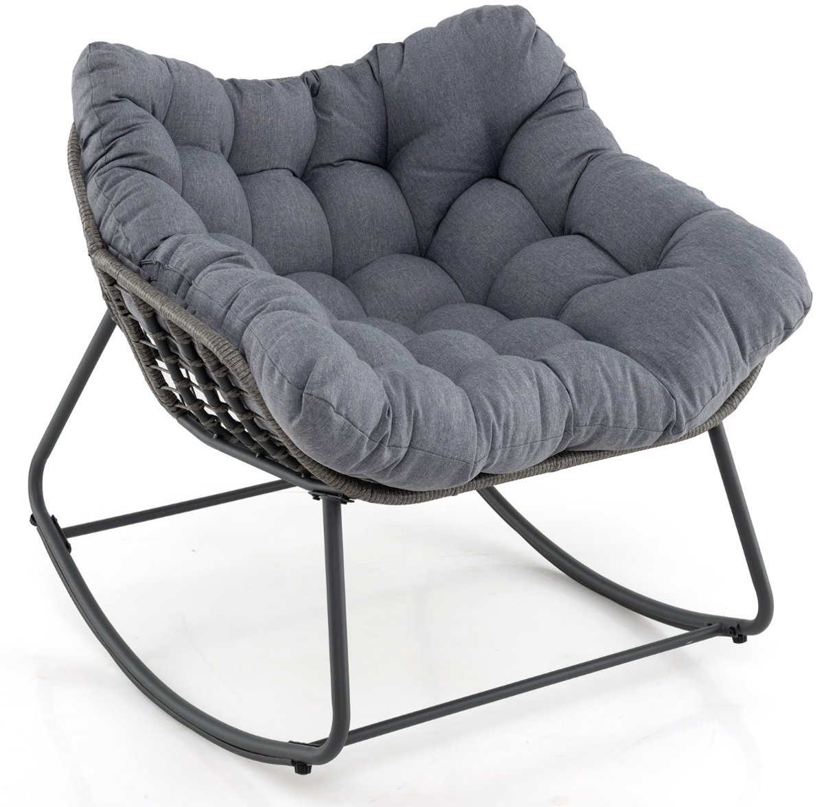 SureDeal® - Tuinstoel - Schommelstoel - Dikke - Afneembare Kussen Overgrote - 98x98x87 cm - Grijs