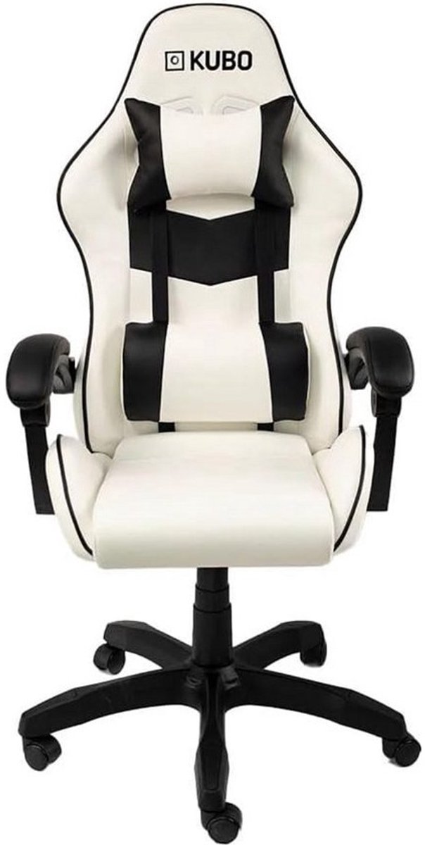 Ergonomische Gaming Stoel Wit Zwart met Hoofdsteun - Max. 130 kg Draagvermogen