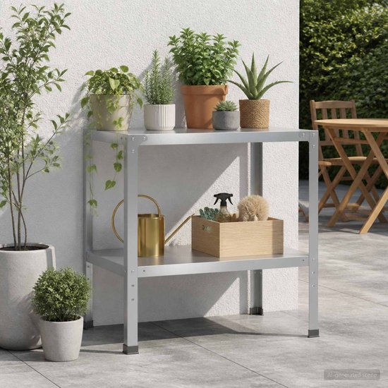 vidaXL - Planttafel - 100 - x - 50 - x - 80 - cm - Gegalvaniseerd - staal - zilver — afbeelding 3