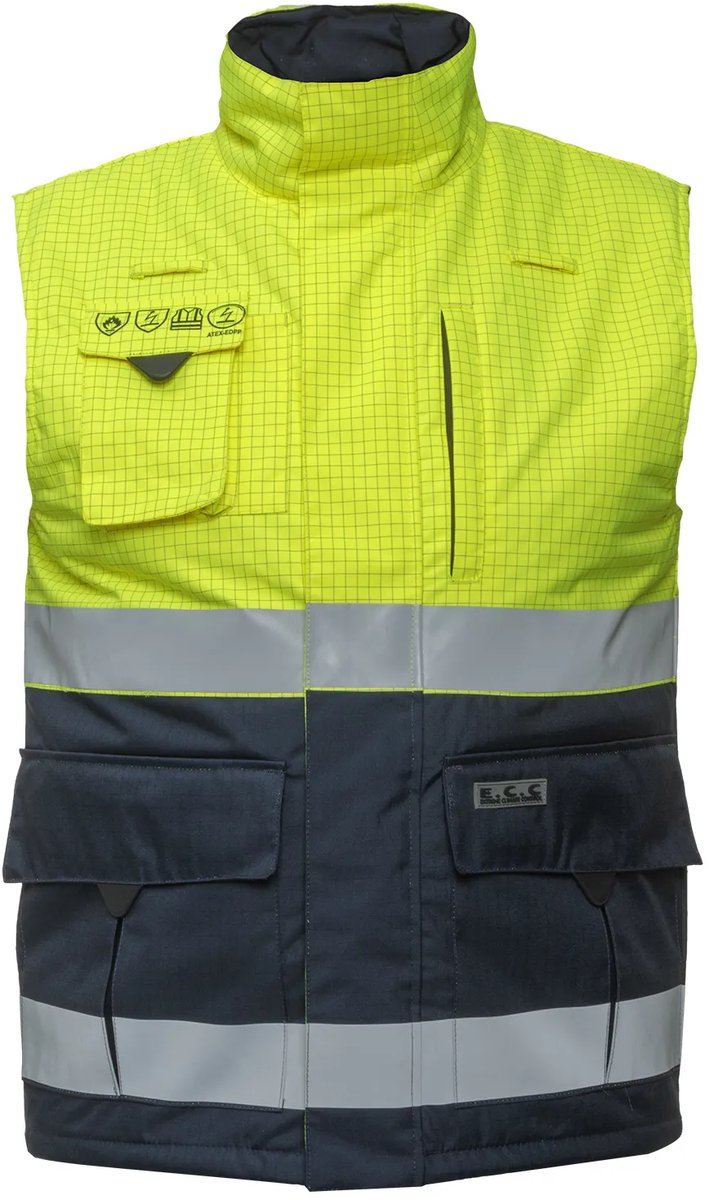 Multinorm Bodywarmer Metz Fluor Marine Geel