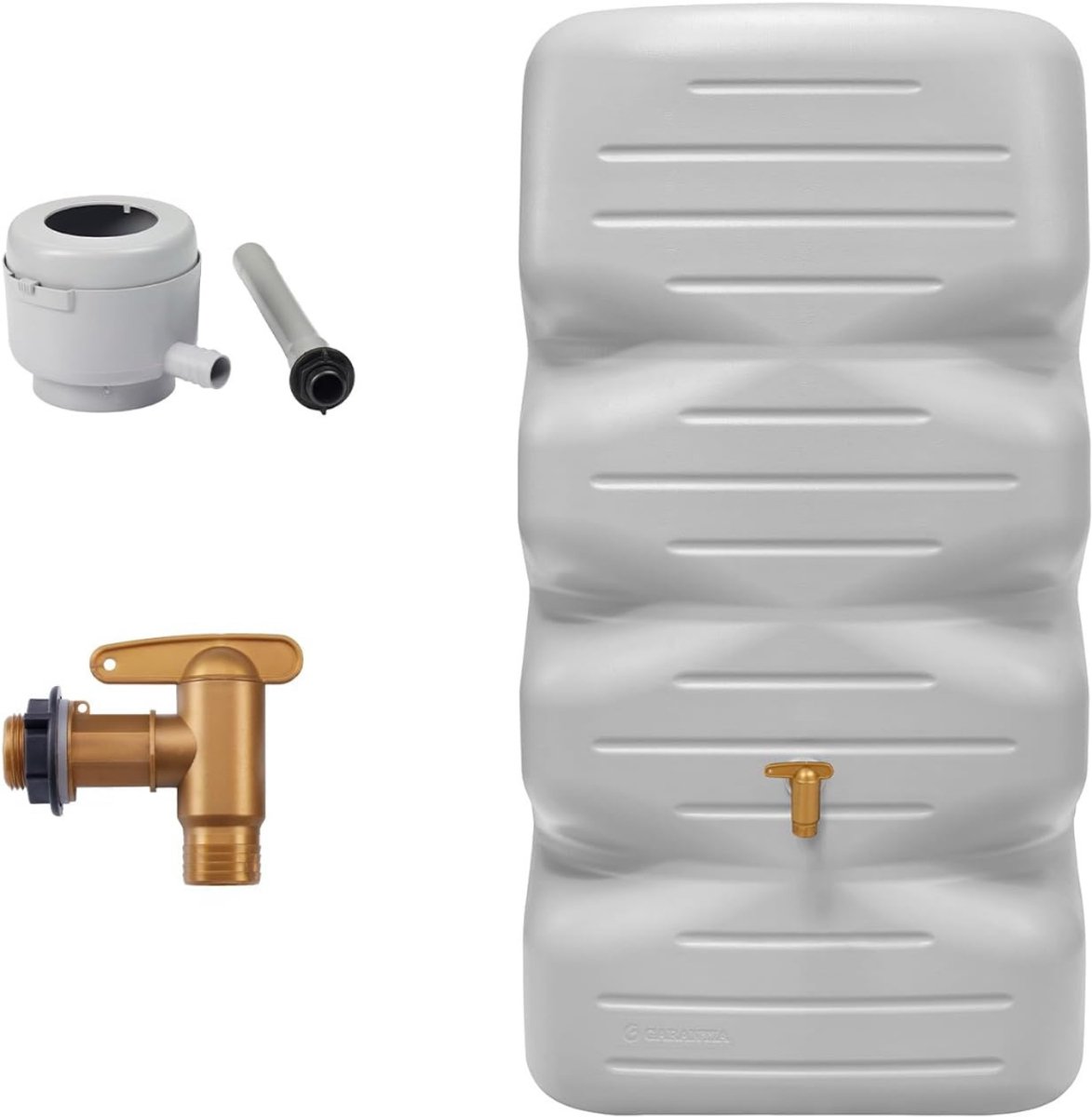 QORA® Waterton - Regenton - Watertank - 340L - Afvoerkraan en Regenpijpaansluiting - Wit - 59cm x 59cm x 112cm; 8.78 kg