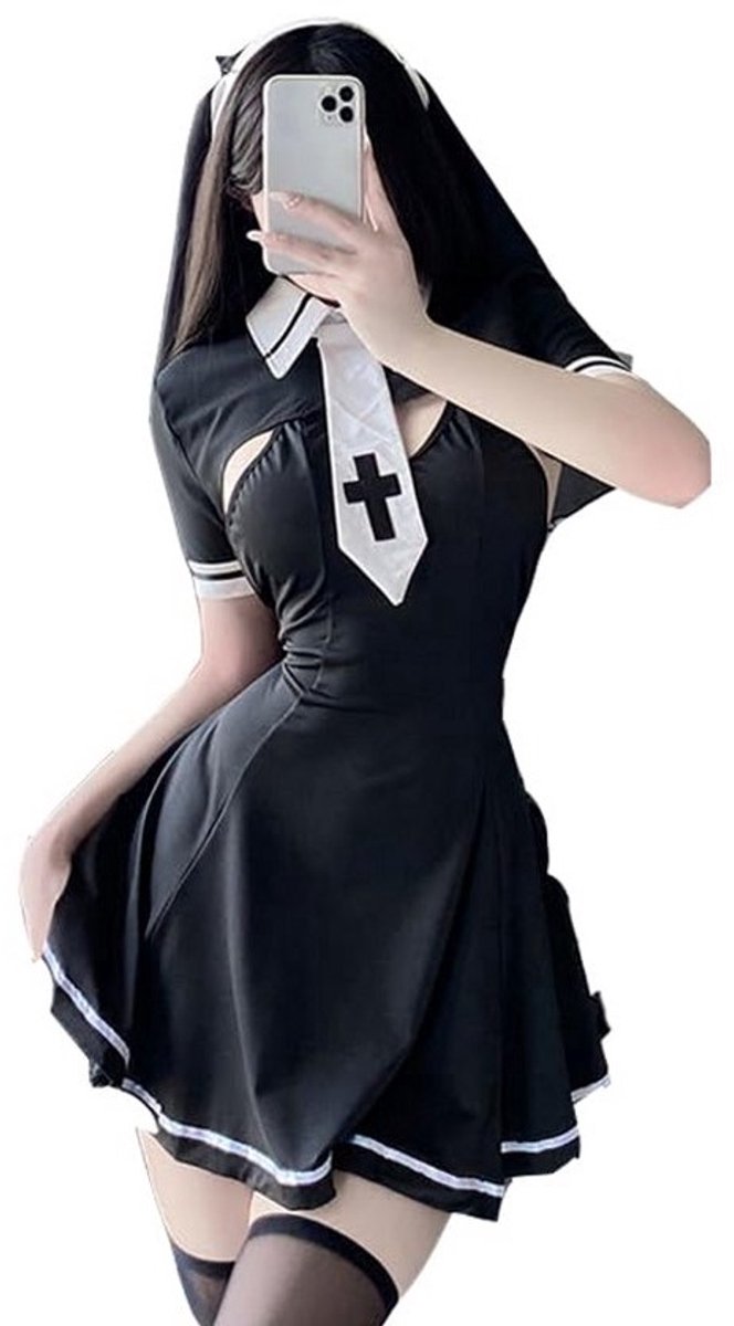 Sexy Non Kostuum voor Vrouwen - Anime Rollenspel Cosplay Outfit - Zwart en Wit Halloween Kostuum