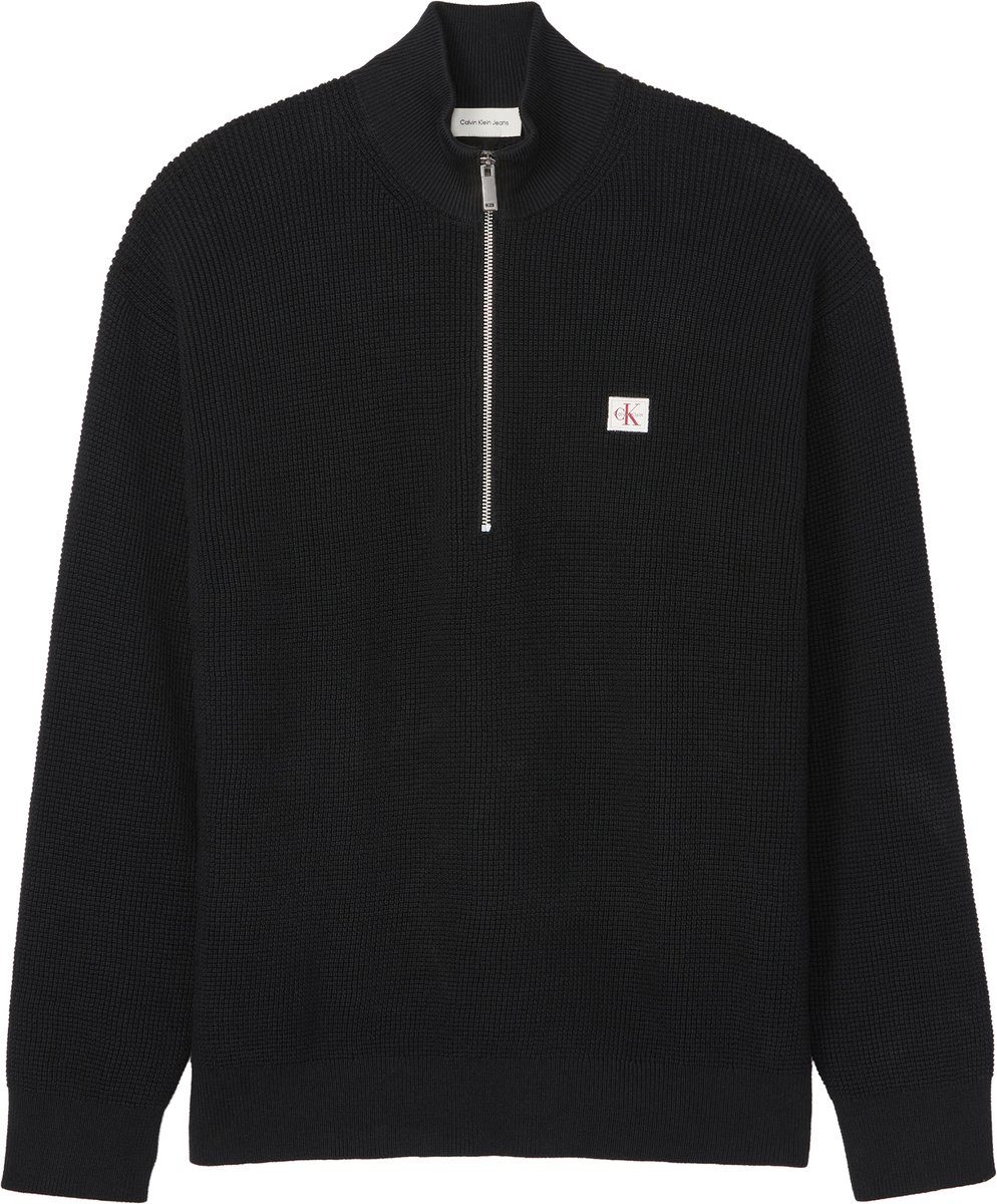 Calvin Klein Jeans Ls Ez Cotton Waffle Quarter Zip Zwart