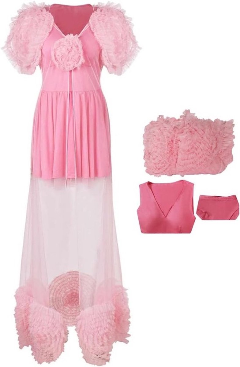 Roze Heksenkostuum Jurk voor Cosplay, Halloween en Carnaval - Garen Nachthemd Stijl