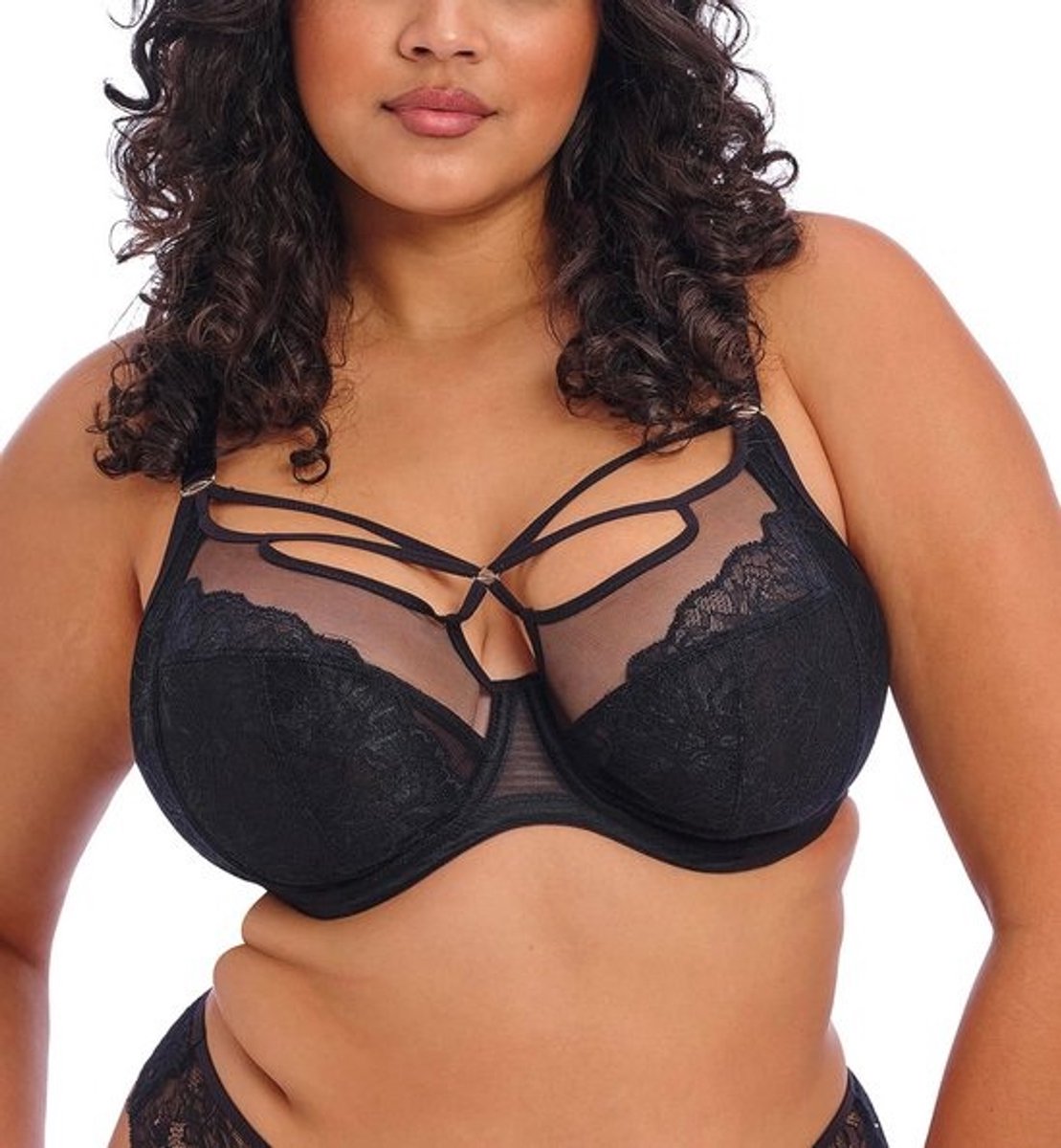 Strappy Onderdraad Plunge BH voor Dames - Zwart, Maat 75J