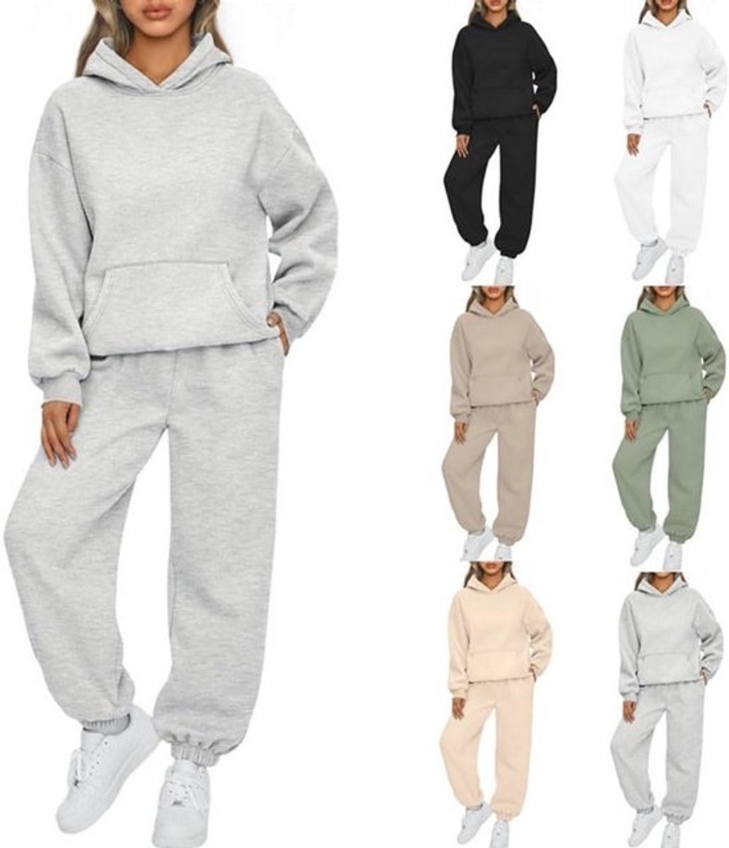Elegant Dames Vrijetijdspak met Capuchon - Stijlvol en Comfortabel Joggingpak