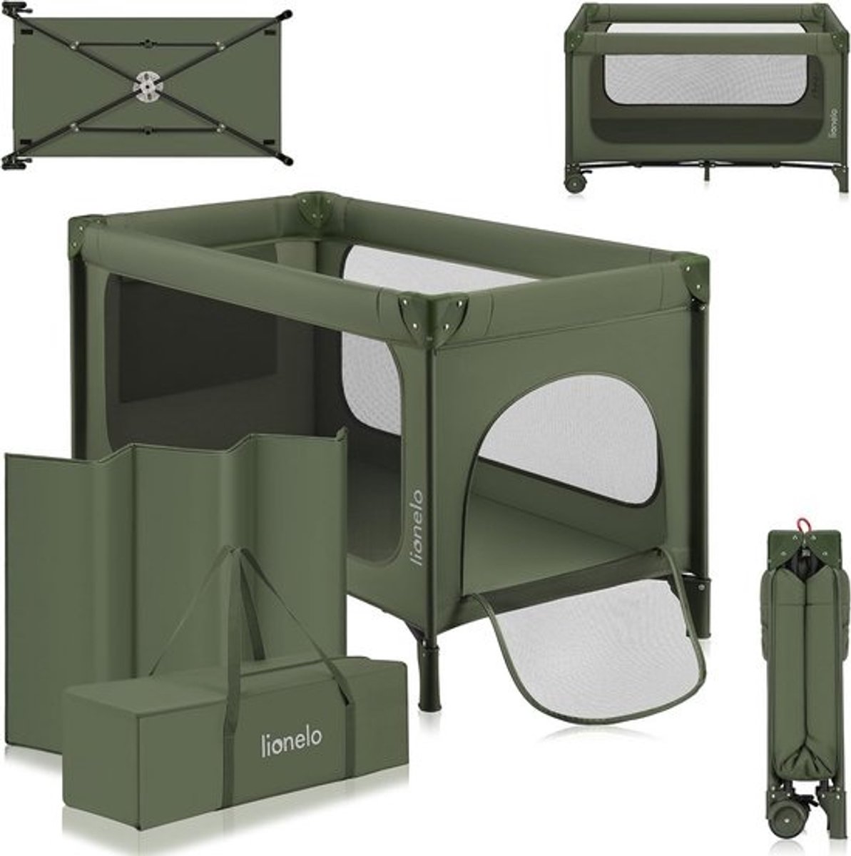 2-in-1 Baby Bed en Reiswieg Campingbedje met Verstelbare Matras en Wieltjes