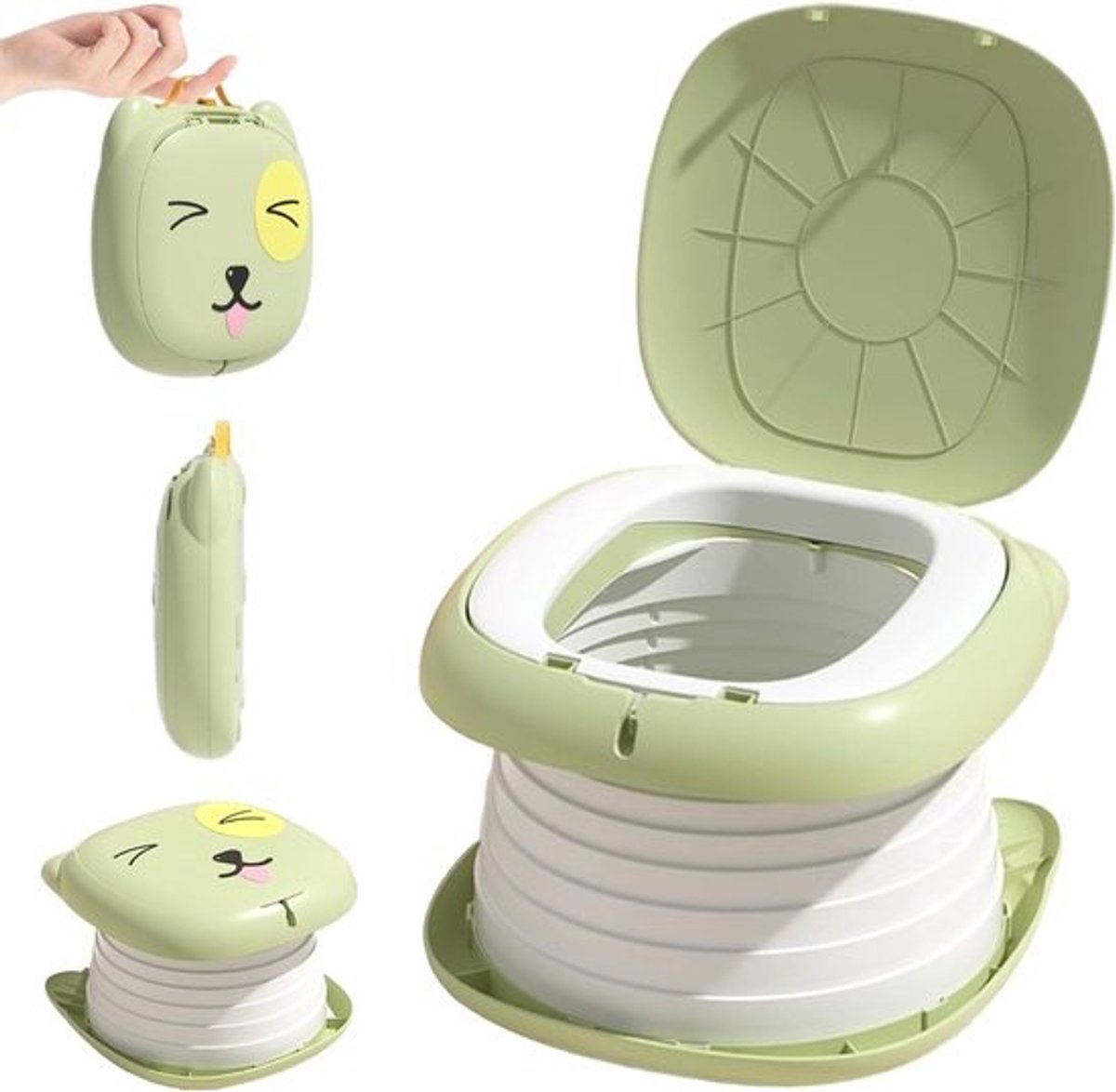 Opvouwbare toiletbril - Reistoilet kind Klappotje - Zindelijkheidstraining - Veilig niet-giftig materiaal - 24L x 5B cm - groen