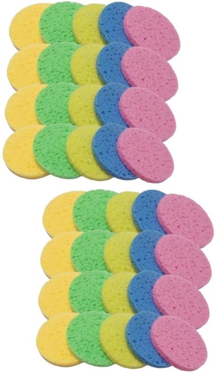 Make-up Sponsjes - Gezichtsreiniging - Make-up Verwijderen - Zacht En Absorberend - 6cm Rond - Assorti Kleuren