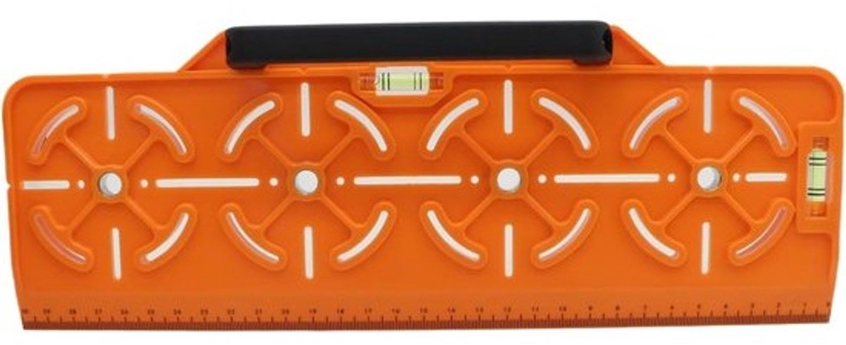 Stopcontact Boor Sjabloon - Wanddoos Mal - Nauwkeurig Boren - Geïntegreerde Waterpas Liniaal - 30cm Lengte - Oranje