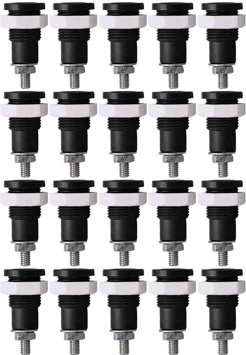 Dailygoods - 20 Stuks Banaan Socket Jack voor Elektronica (Zwart)