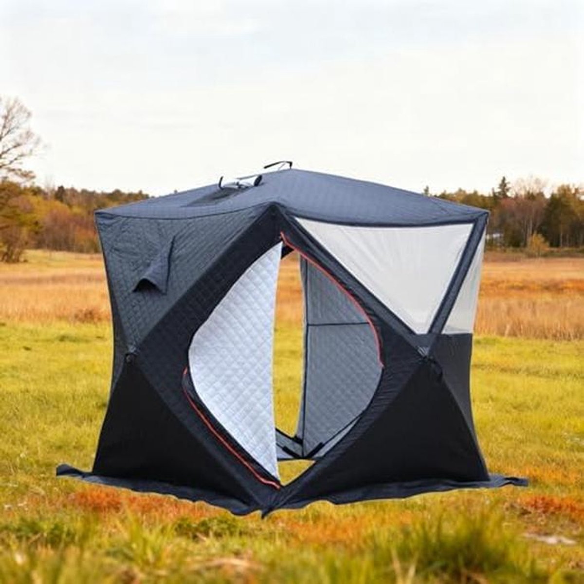 Buitentent Sauna - Outdoor Tent Vis tent - Buiten Ontspannen - Warmte-isolerend Ontwerp - 180x180x210 cm - Zwart thumbnail 6