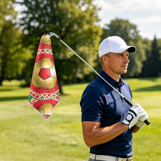 Golfhanddoek - Golfaccessoire Microvezel handdoek - Golfclubs Reinigen - Wafelweefpatroon - 18x18 inch - WK Voetbal — afbeelding 2