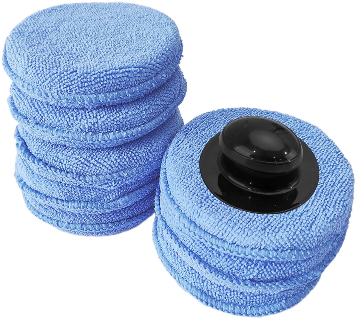 Dailygoods- Sponspads 8 stuks - Gewaxte Ronde Cake - Microvezel Polijstpads - Autopolijstpads - Handvat - Zacht en Duurzaam
