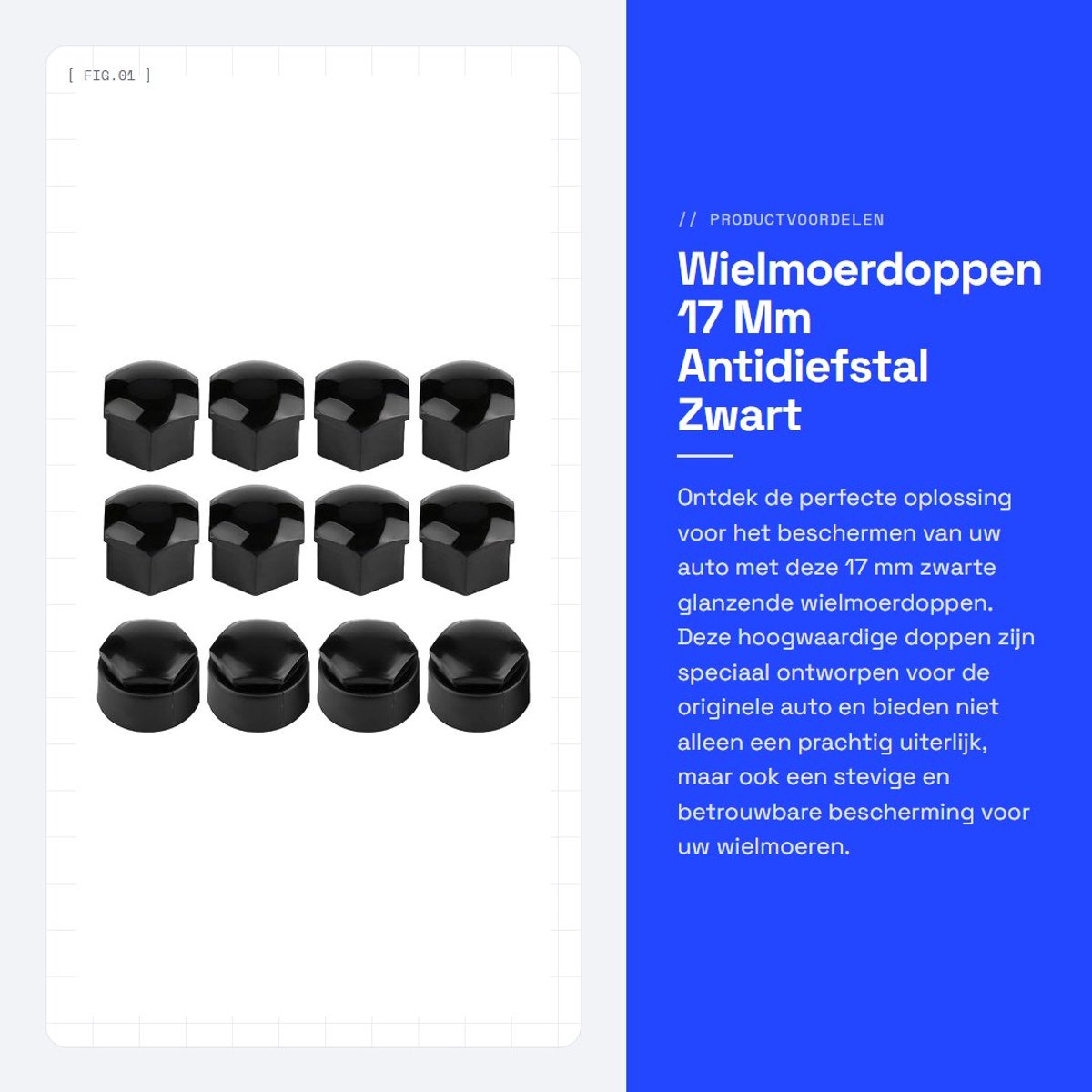 Dailygoods- Wielmoerdoppen 17 Mm - 20 Stuks - Antidiefstal Afdekkap - Zwart Glanzend - Professioneel Vervaardigd - Stevig en Betrouwbaar - Wielnaafdop