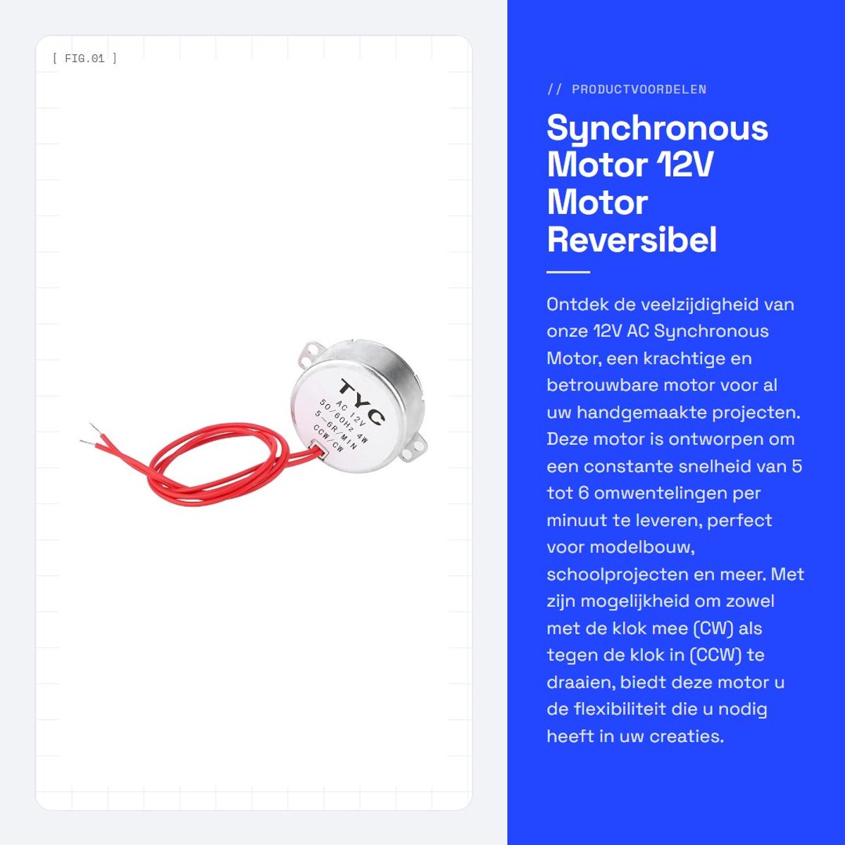 Dailygoods - Synchronous Motor - 12V Motor - Reversibel en Stil - 4W Vermogen - Voor Handgemaakte Projecten - Innovatief Ontwerp - Geschikt voor DIY P...