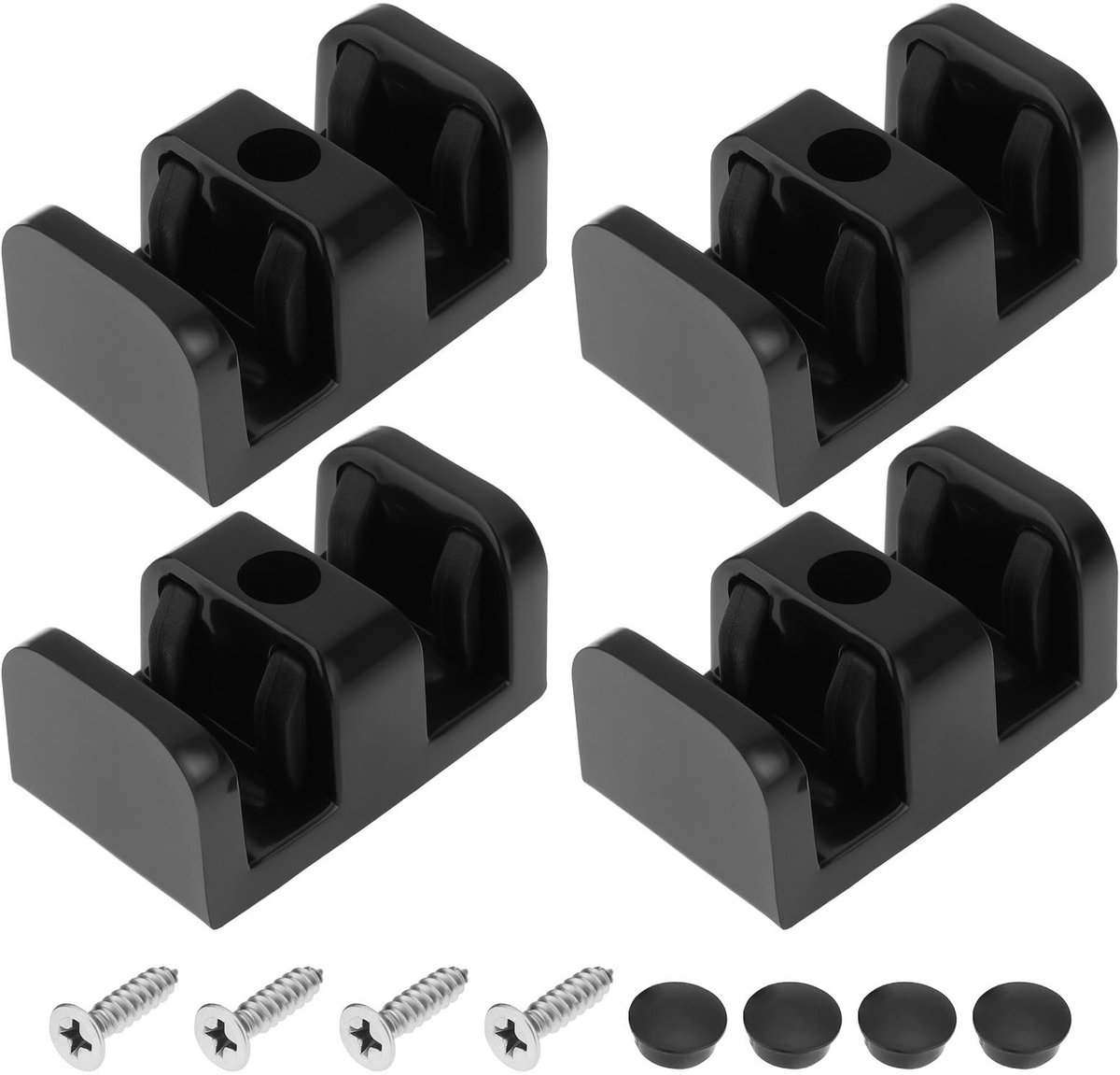 Dailygoods- Anti-botsing Stop - 4 Stuks - Geschikt voor Glazen Schuifdeur - Zwart - 50 x 30 x 24 mm - Eenvoudig te Installeren - Schuifdeurstop
